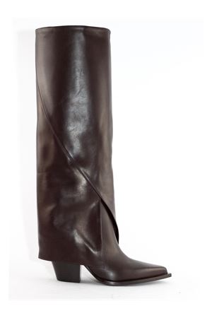 Dark brown leather high boot ELENA IACHI Mariodannashop